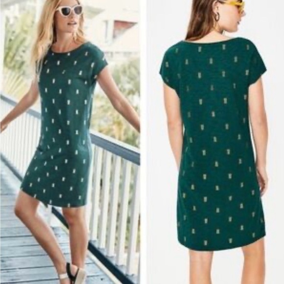 Boden Paulina Pineapple green and gold jersey Dress. Ptp 21” length 34” - Picture 4 of 10